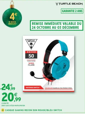 Intermarché CASQUE GAMING RECON SON ROUGE/BLEU SWITCH offre