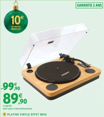 Intermarché PLATINE VINYLE EFFET BOIS offre