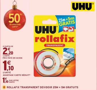 Intermarché ROLLAFIX TRANSPARENT DEVIDOIR 25M + 5M GRATUITS offre