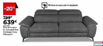 BUT Canapé fixe 3 places tissu newport offre