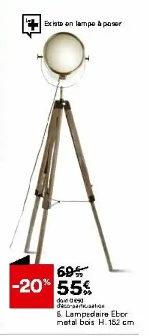 BUT Lampadaire ebor metal bois offre