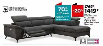 Canapé d'angle droit relax électrique newpot