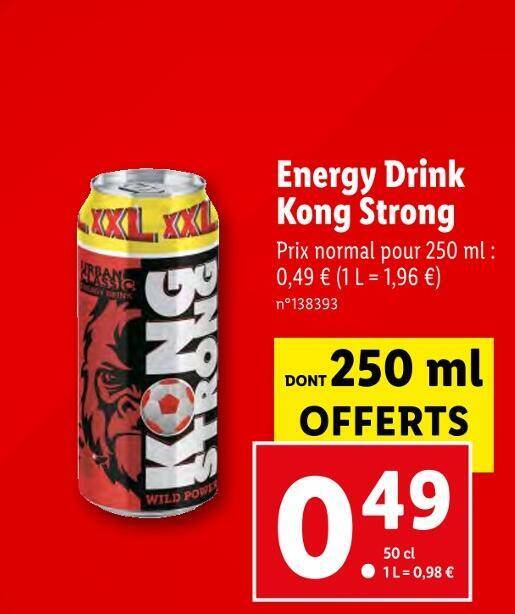 Promo Kong strong energy drink chez Lidl