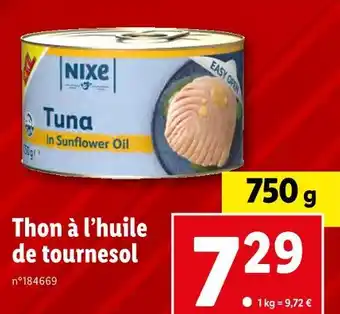 Lidl Nixe thon à l’huile de tournesol offre