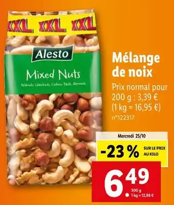 Lidl Alesto mélange de noix offre