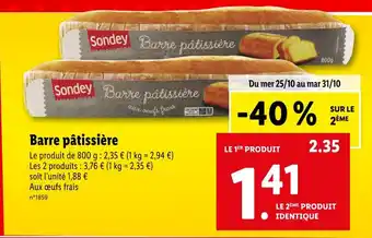 Lidl Sondey barre pâtissière offre