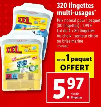 Lidl W5 320 lingettes multi-usages offre