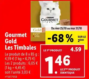 Lidl Gourmet gold gourmet gold les timbales offre