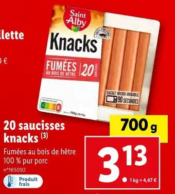 Lidl Saint alby 20 saucisses knacks offre