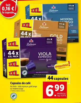 Lidl Bellarom capsules de café offre