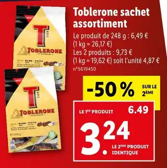 Lidl Toblerone toblerone sachet assortiment offre