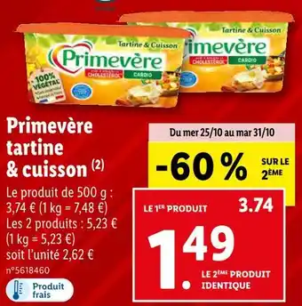 Lidl Primevère primevère tartine & cuisson offre
