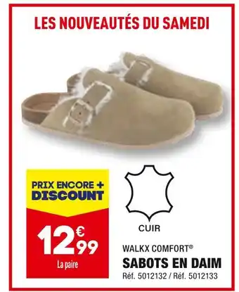 ALDI Walkx comfort sabots en daim offre