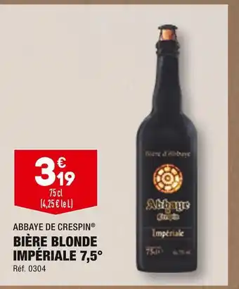 ALDI Abbaye de crespin bière blonde impériale 7,5° offre