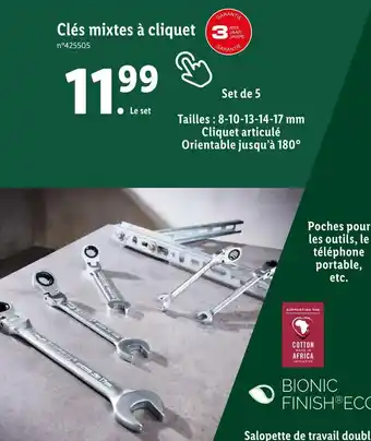 Lidl Parkside clés mixtes à cliquet offre