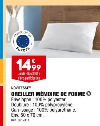 ALDI Novitesse oreiller mémoire de forme offre