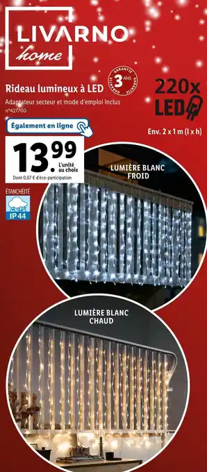 Lidl Livarno rideau lumineux à led offre