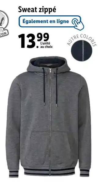 Lidl Livergy sweat zippé offre
