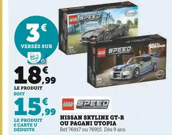 Hyper U Lego nissan skyline gt-r ou pagani utopia offre