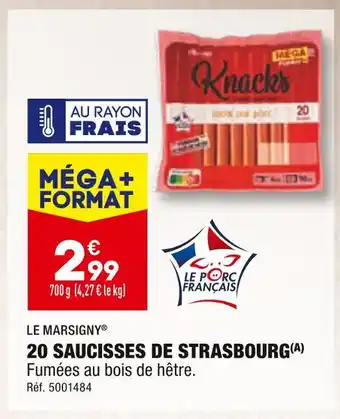 ALDI Le marsigny 20 saucisses de strasbourg offre