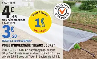 Voile d'hivernage 'beaux jours'