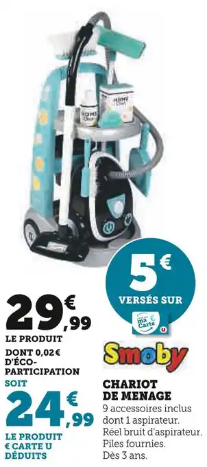 Super U Smoby chariot de menage offre