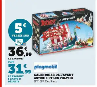 Hyper U Playmobil calendrier de l'avent asterix et les pirates offre