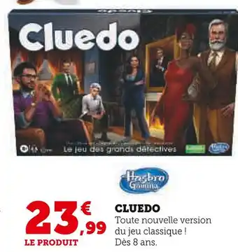Hyper U Hasbro gaming cluedo offre