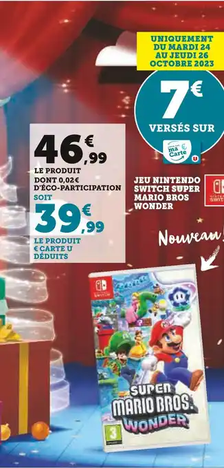 Hyper U Mario bros jeu nintendo switch super wonder offre