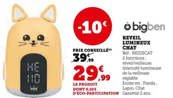 Hyper U Bigben reveil lumineux chat offre