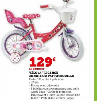 Hyper U Vélo 14 '' licence minnie ou pat'patrouille offre