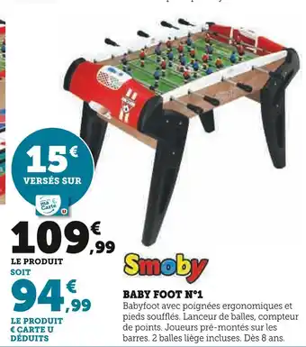 Hyper U Smoby baby foot n°1 offre