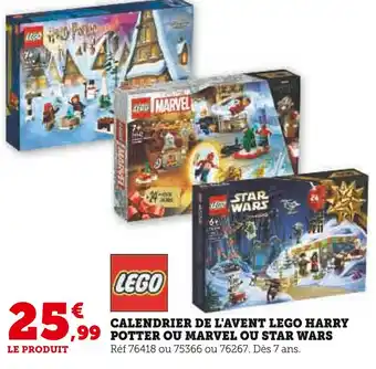 Hyper U Lego calendrier de l'avent harry potter ou marvel ou star wars offre