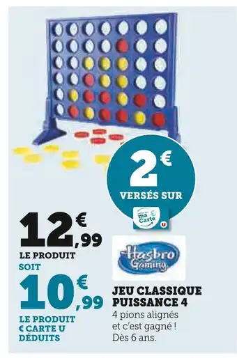 Hyper U Hasbro gaming jeu classique puissance 4 offre