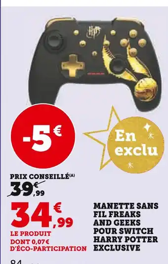 Hyper U Manette sans fil freaks and geeks pour switch harry potter exclusive offre