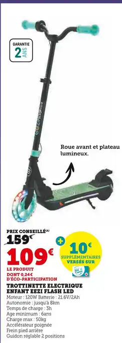 Hyper U Trottinette electrique enfant eezi flash led offre