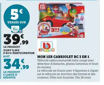 Bb junior mon 1er cabriolet rc 3 en 1