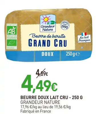 naturéO Grandeur nature beurre doux lait cru offre