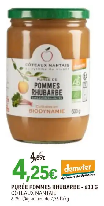 naturéO Côteaux nantais purée pommes rhubarbe offre