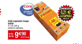 Cora x Carrefour Cora café capsules lungo offre
