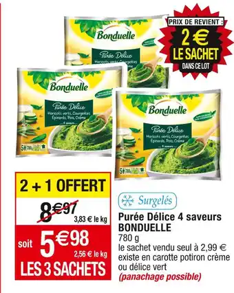Cora x Carrefour Bonduelle purée délice 4 saveurs offre