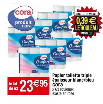 Cora x Carrefour Cora papier toilette triple épaisseur blanc/bleu offre