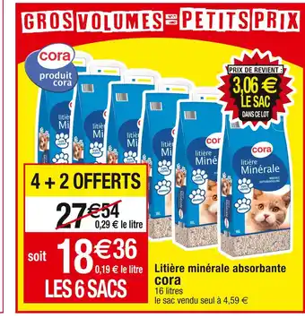 Cora x Carrefour Cora litière minérale absorbante offre