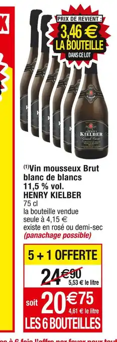 Cora x Carrefour Henry kielber vin mousseux brut blanc de blancs 11,5 % vol offre