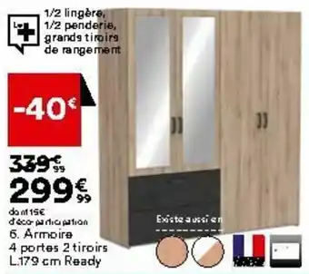 BUT Armoire 4 portes 2 tiroirs offre