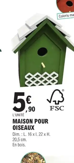 E.Leclerc MAISON POUR OISEAUX offre