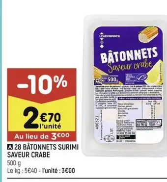 A 28 BĂTONNETS SURIMI SAVEUR CRABE