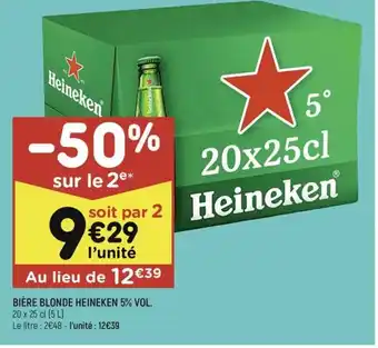 Leader Price BIÈRE BLONDE HEINEKEN 5% VOL. offre