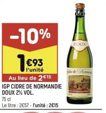 IGP CIDRE DE NORMANDIE DOUX 2% VOL.