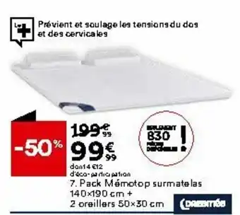 BUT Pack Mémotop surmatelas offre